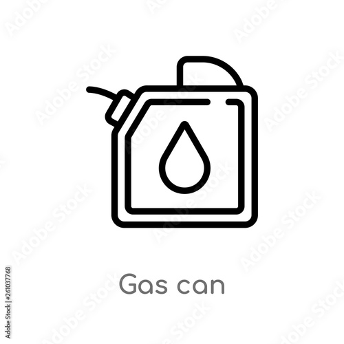 outline gas can vector icon. isolated black simple line element illustration from transport concept. editable vector stroke gas can icon on white background