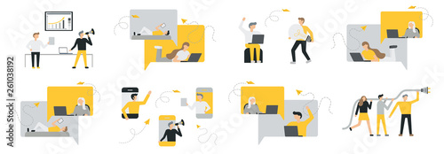 Set of business people flat icons. Flat style modern