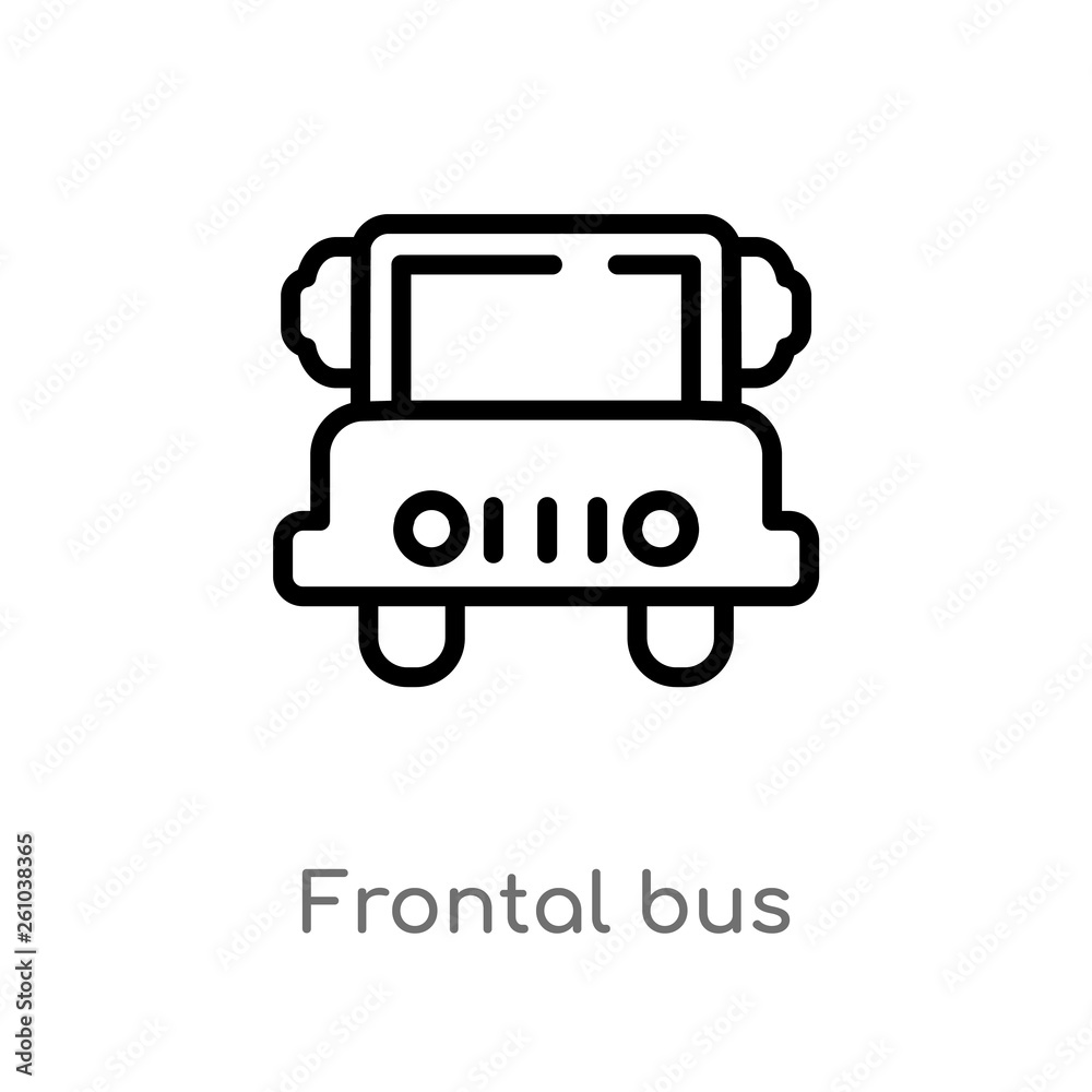 outline frontal bus vector icon. isolated black simple line element illustration from transport concept. editable vector stroke frontal bus icon on white background