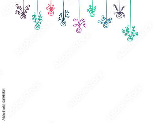 Kokedama set of different types plants hand drawn background illustration