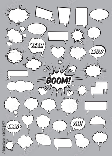 Set of comic speech bubbles. Vector Illustration.