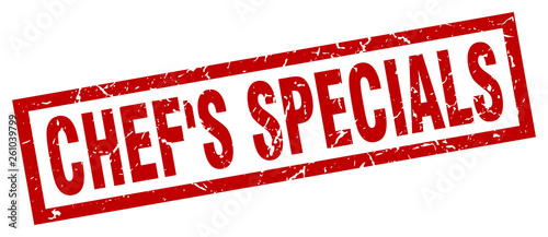 square grunge red chef's specials stamp