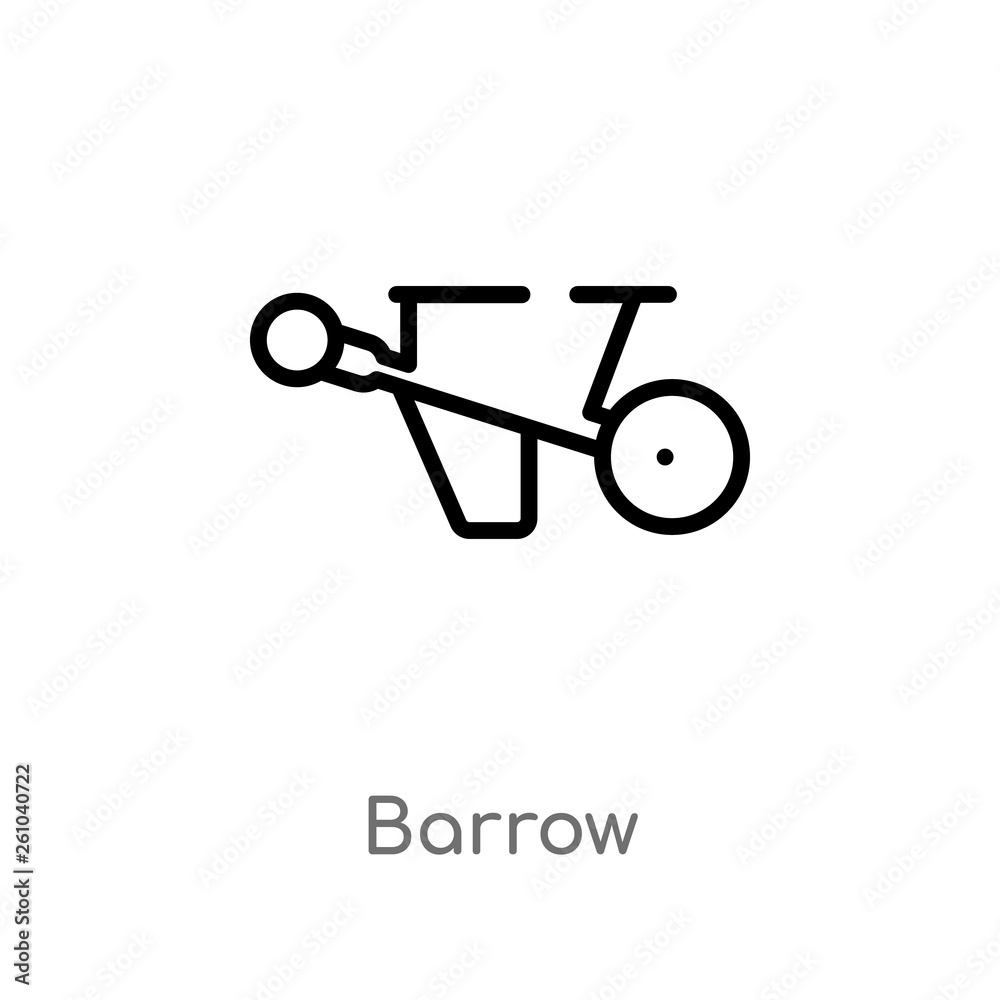 outline barrow vector icon. isolated black simple line element illustration from agriculture farming concept. editable vector stroke barrow icon on white background outline barrow vector icon. isolated black simple line element illustration from agriculture farming concept. editable vector stroke barrow icon on white background