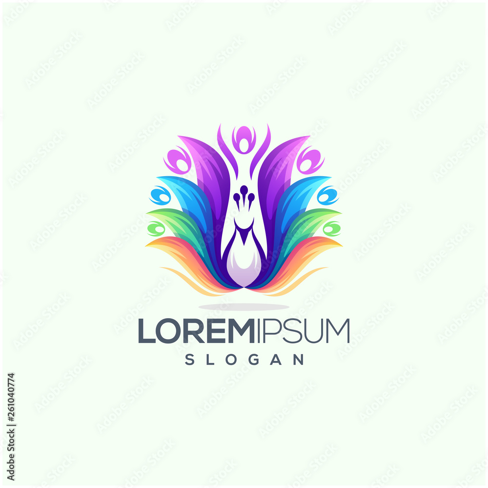 Obraz premium awesome peacock logo design vector illustration