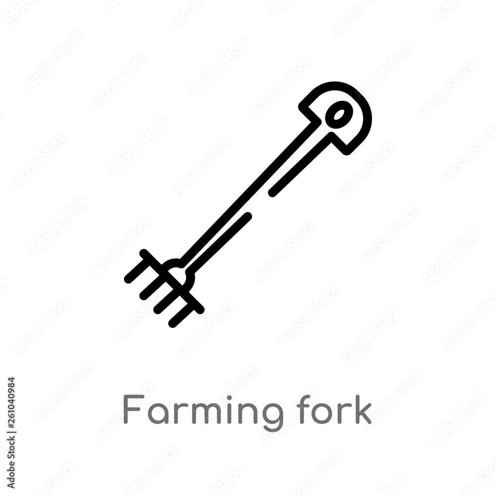 outline farming fork vector icon. isolated black simple line element illustration from agriculture farming concept. editable vector stroke farming fork icon on white background outline farming fork vector icon. isolated black simple line element illustration from agriculture farming concept. editable vector stroke farming fork icon on white background