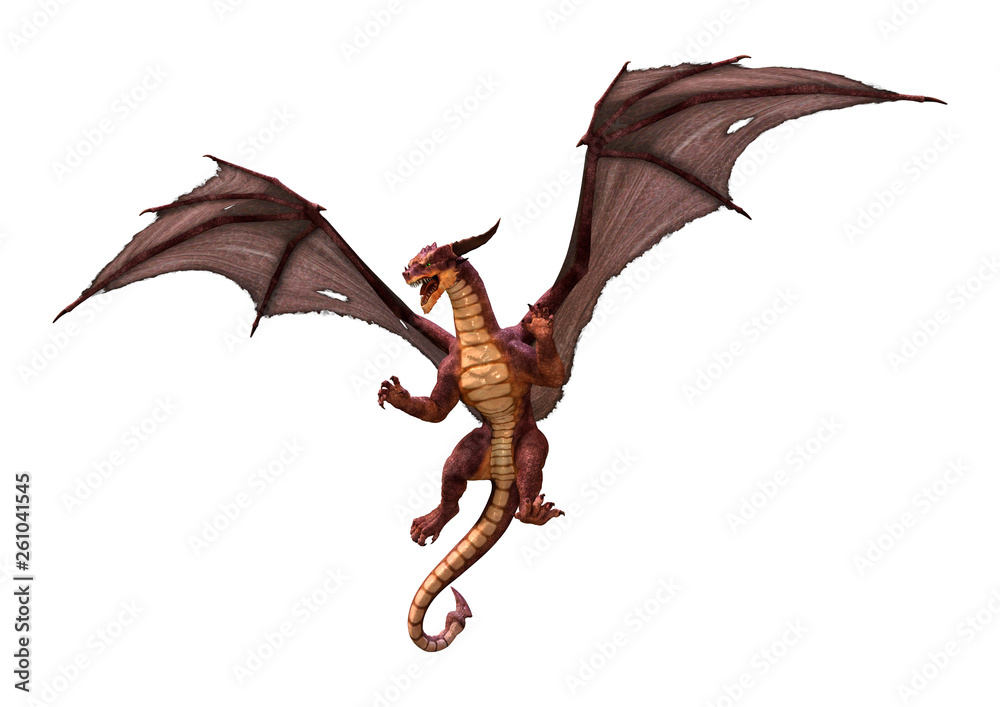 Fototapeta premium 3D Rendering Fairy Tale Dragon on White