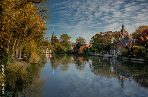 Golden autumn in Bruges. Cityscape belgium october 2018