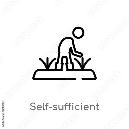 outline self-sufficient vector icon. isolated black simple line element illustration from agriculture farming concept. editable vector stroke self-sufficient icon on white background