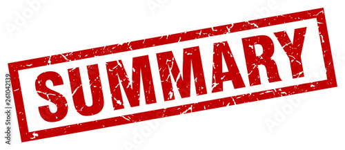 square grunge red summary stamp