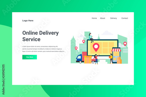 Web Page Header Online Delivery Service illustration concept landing page suitable for website creative agency and digital marketing