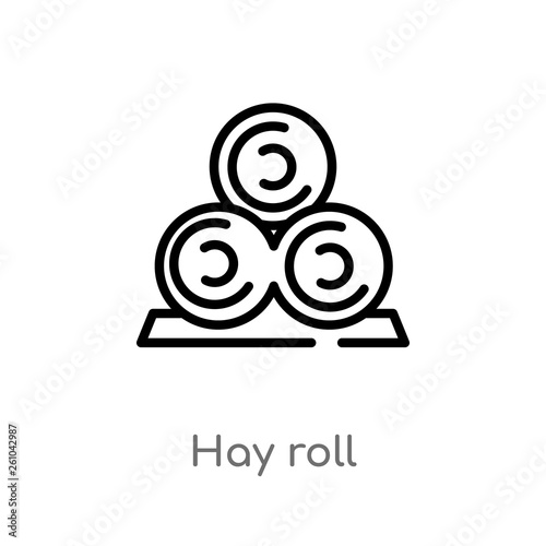 outline hay roll vector icon. isolated black simple line element illustration from farming and gardening concept. editable vector stroke hay roll icon on white background