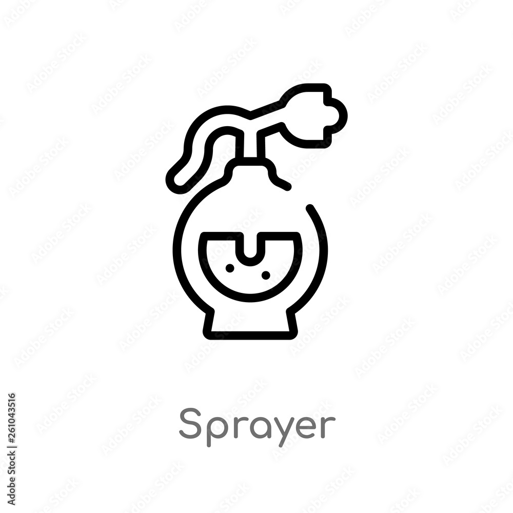 outline sprayer vector icon. isolated black simple line element illustration from farming concept. editable vector stroke sprayer icon on white background outline sprayer vector icon. isolated black simple line element illustration from farming concept. editable vector stroke sprayer icon on white background
