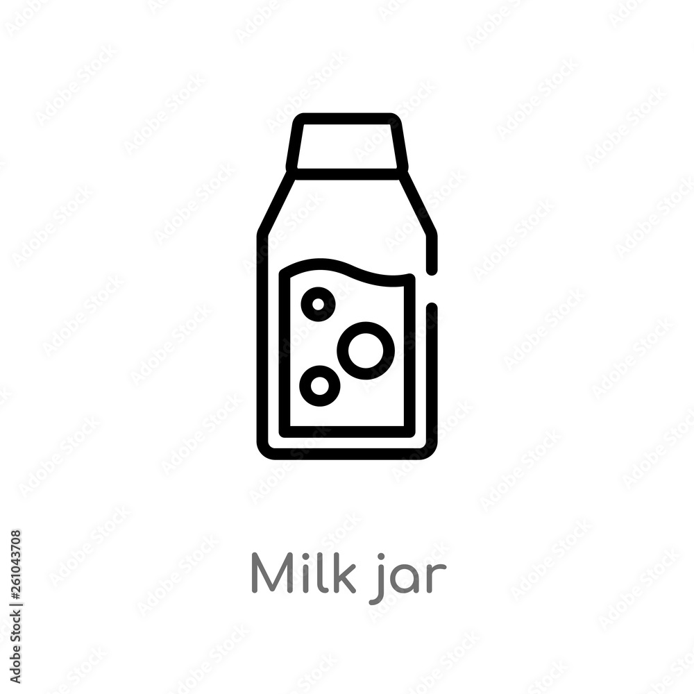 outline milk jar vector icon. isolated black simple line element illustration from farming concept. editable vector stroke milk jar icon on white background outline milk jar vector icon. isolated black simple line element illustration from farming concept. editable vector stroke milk jar icon on white background