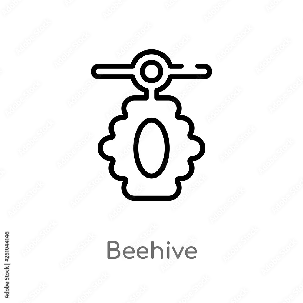 outline beehive vector icon. isolated black simple line element illustration from farming concept. editable vector stroke beehive icon on white background outline beehive vector icon. isolated black simple line element illustration from farming concept. editable vector stroke beehive icon on white background