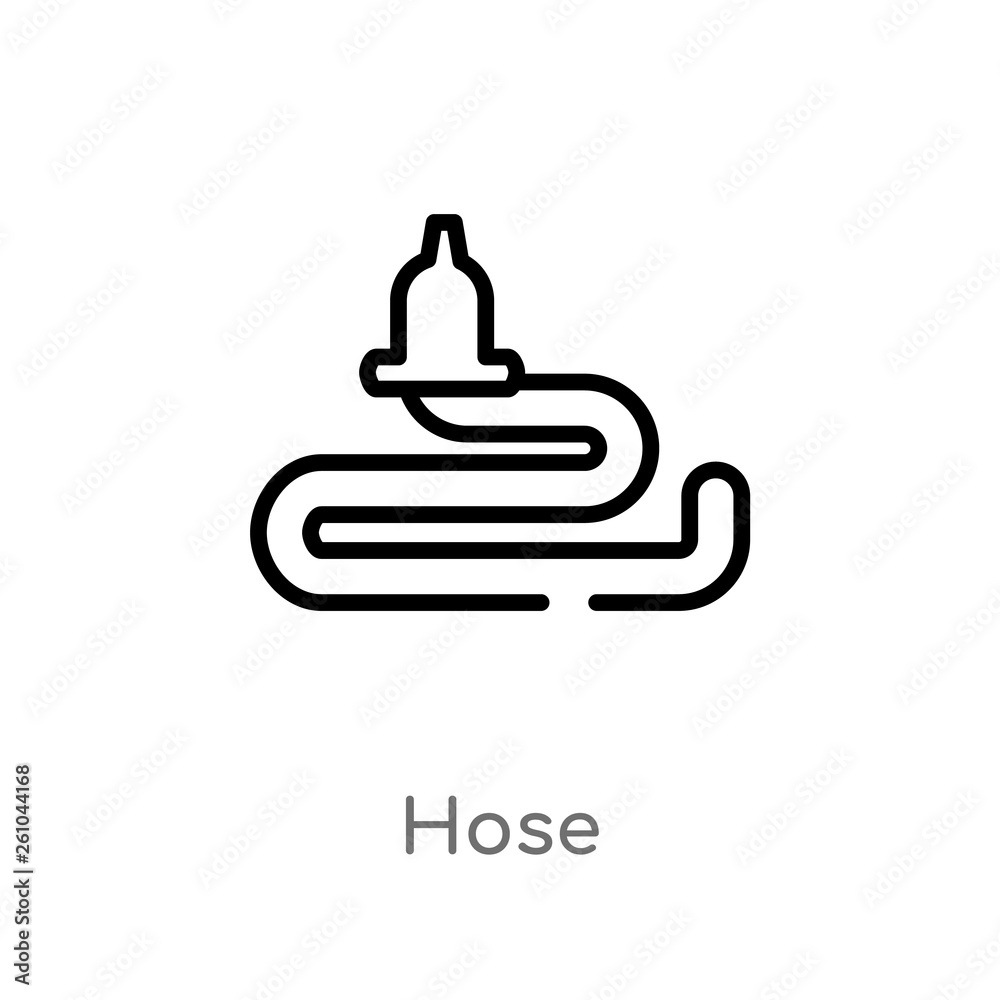 outline hose vector icon. isolated black simple line element illustration from farming concept. editable vector stroke hose icon on white background outline hose vector icon. isolated black simple line element illustration from farming concept. editable vector stroke hose icon on white background