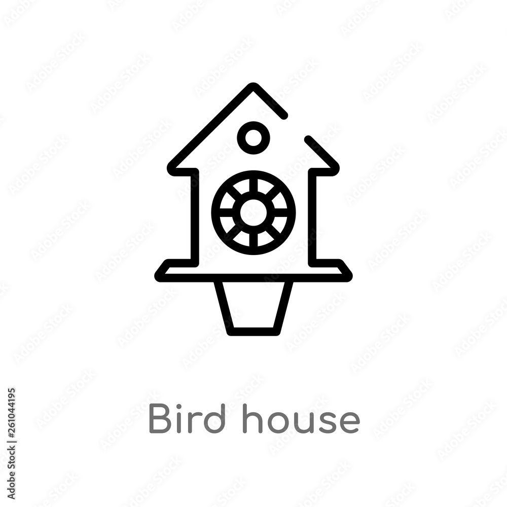 outline bird house vector icon. isolated black simple line element illustration from farming concept. editable vector stroke bird house icon on white background outline bird house vector icon. isolated black simple line element illustration from farming concept. editable vector stroke bird house icon on white background