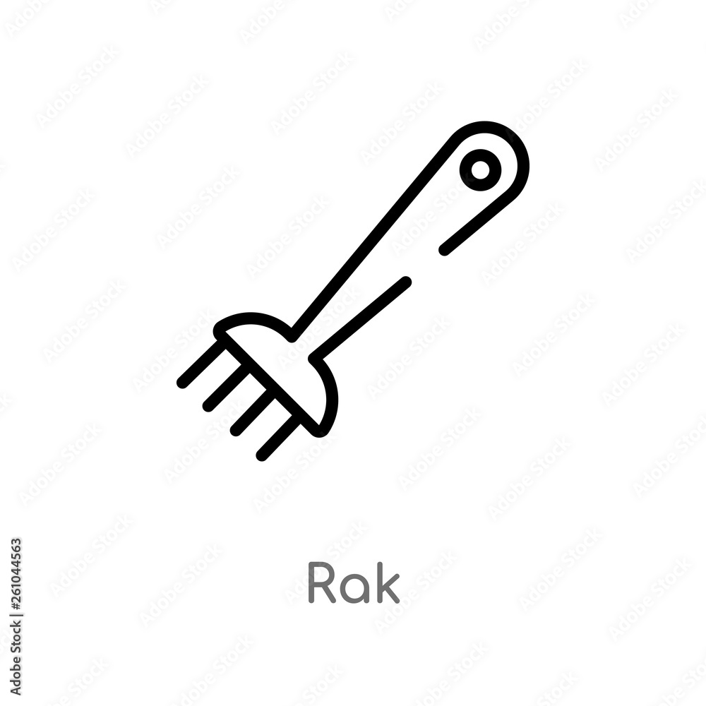 outline rak vector icon. isolated black simple line element illustration from gardening concept. editable vector stroke rak icon on white background outline rak vector icon. isolated black simple line element illustration from gardening concept. editable vector stroke rak icon on white background