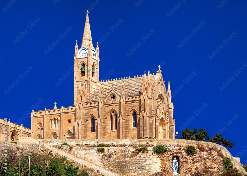 Church Ghajnsielem Parish Church in town Mgarr - Gozo, Malta
