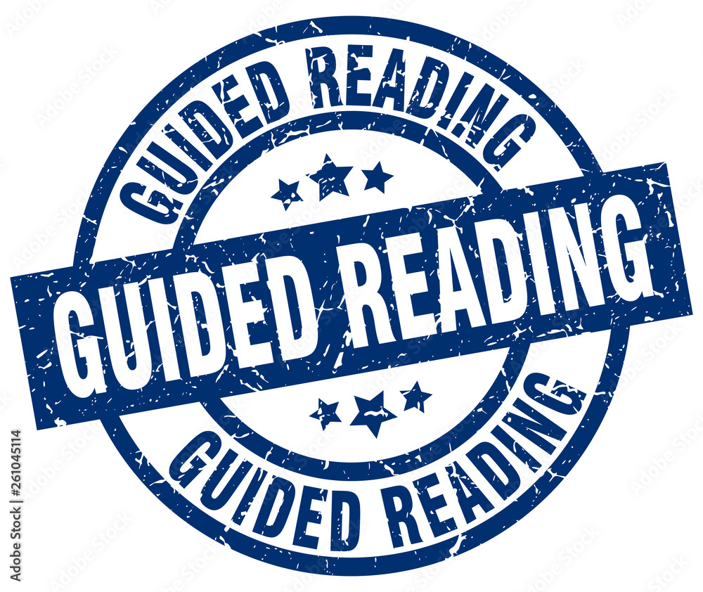 guided reading blue round grunge stamp