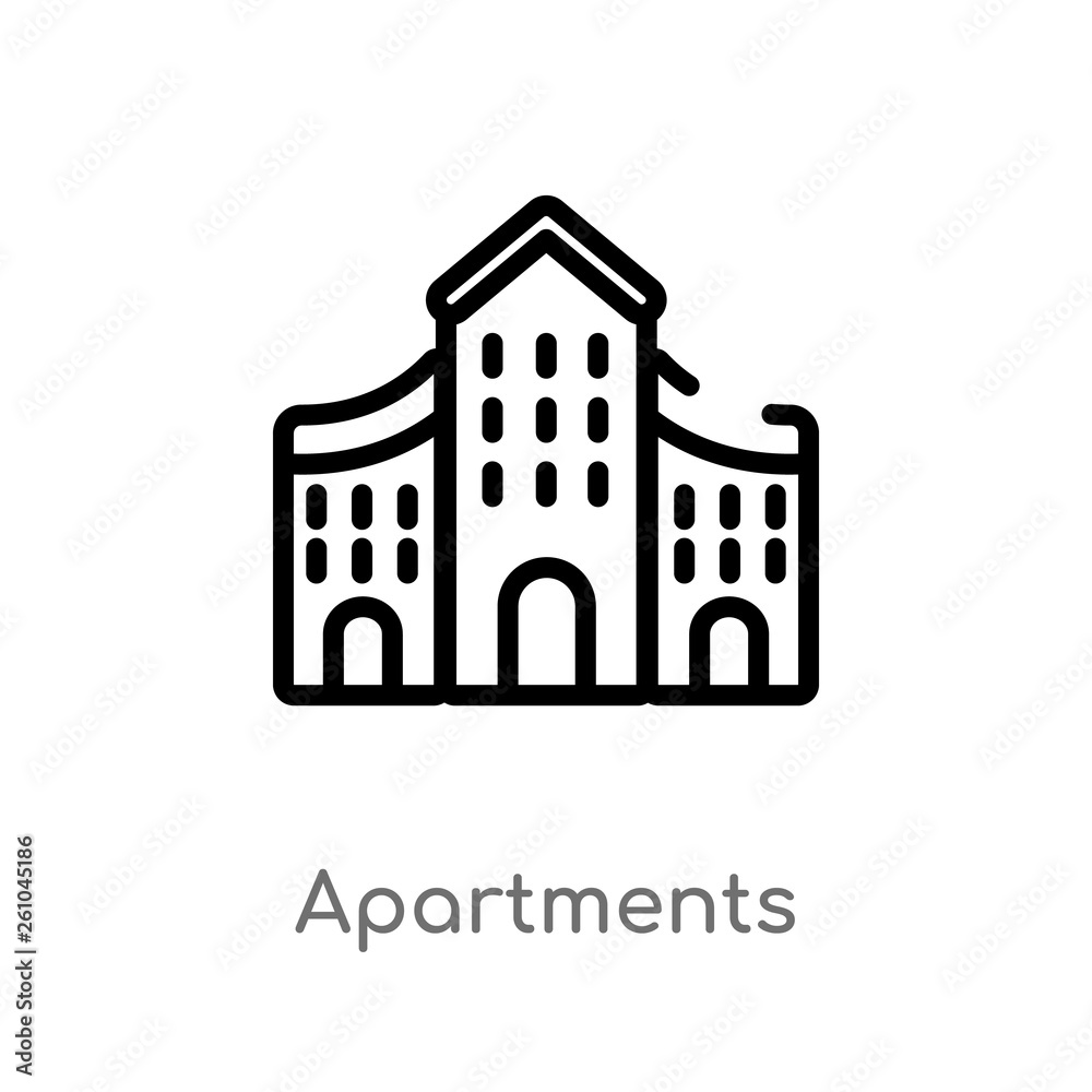 outline apartments vector icon. isolated black simple line element illustration from architecture and travel concept. editable vector stroke apartments icon on white background