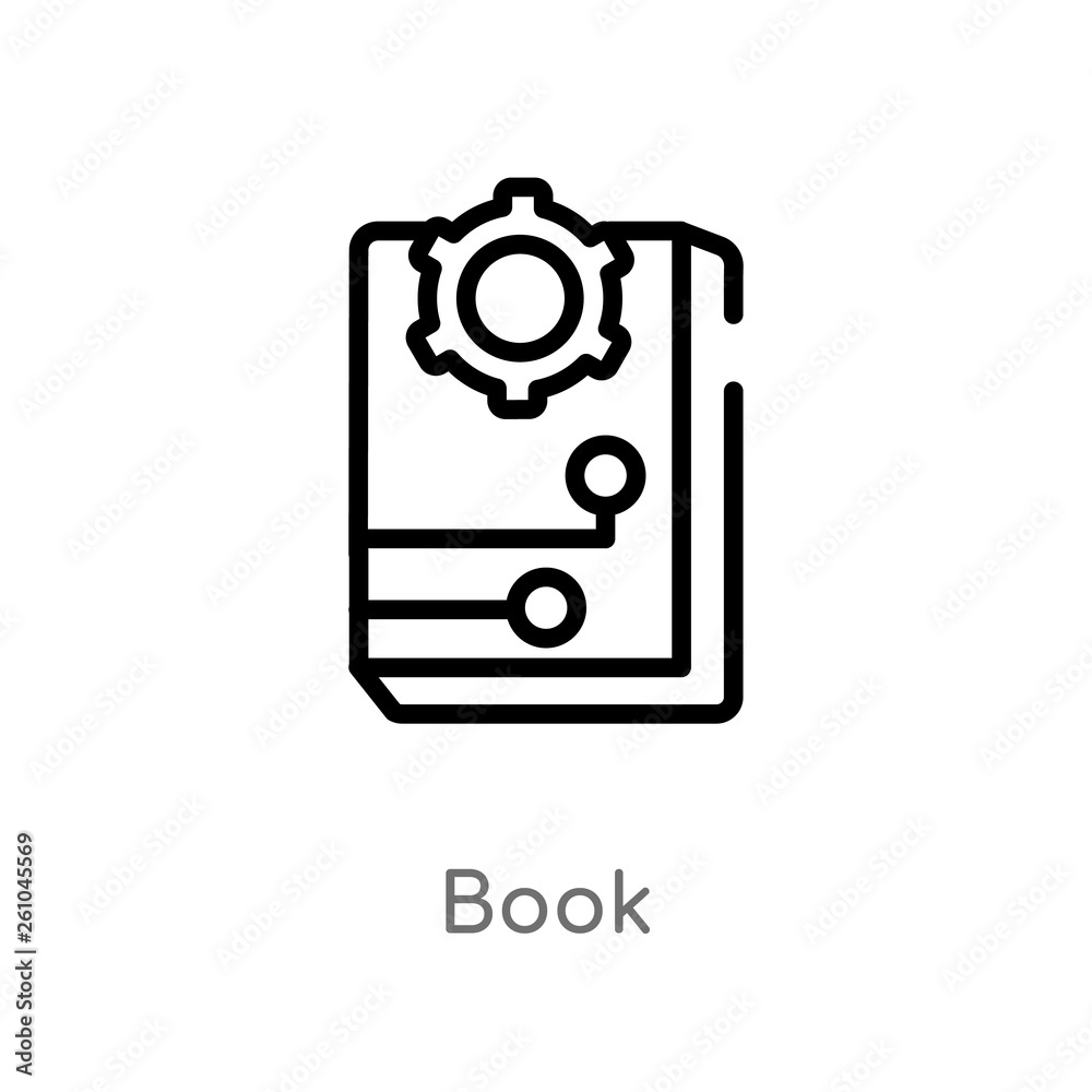 outline book vector icon. isolated black simple line element illustration from artificial intelligence concept. editable vector stroke book icon on white background