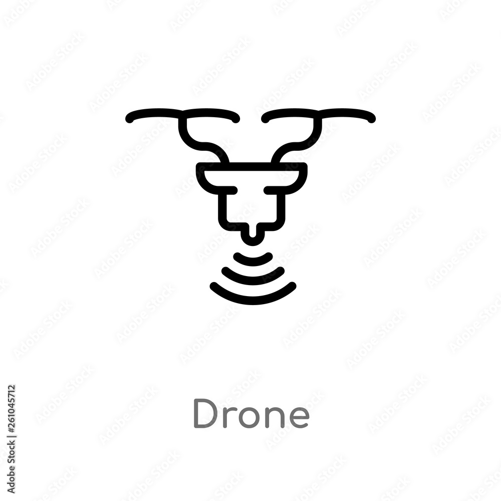 outline drone vector icon. isolated black simple line element illustration from artificial intelligence concept. editable vector stroke drone icon on white background outline drone vector icon. isolated black simple line element illustration from artificial intelligence concept. editable vector stroke drone icon on white background