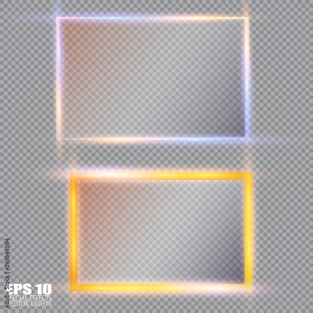 Glass plates set. Vector glass banners on transparent background