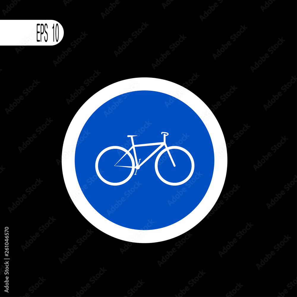 Round sign white thin line. Bicycle sign sign, icon  - vector illustration