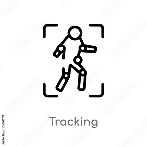 outline tracking vector icon. isolated black simple line element illustration from augmented reality concept. editable vector stroke tracking icon on white background