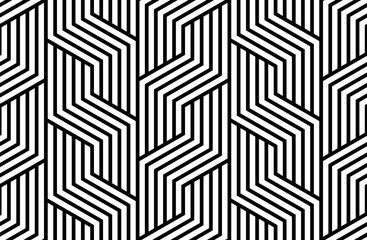 Fototapete Schwarz-weiße geometrische Muster Abstraktes Streifen Gitter Ornament Schwarz  © ELENA