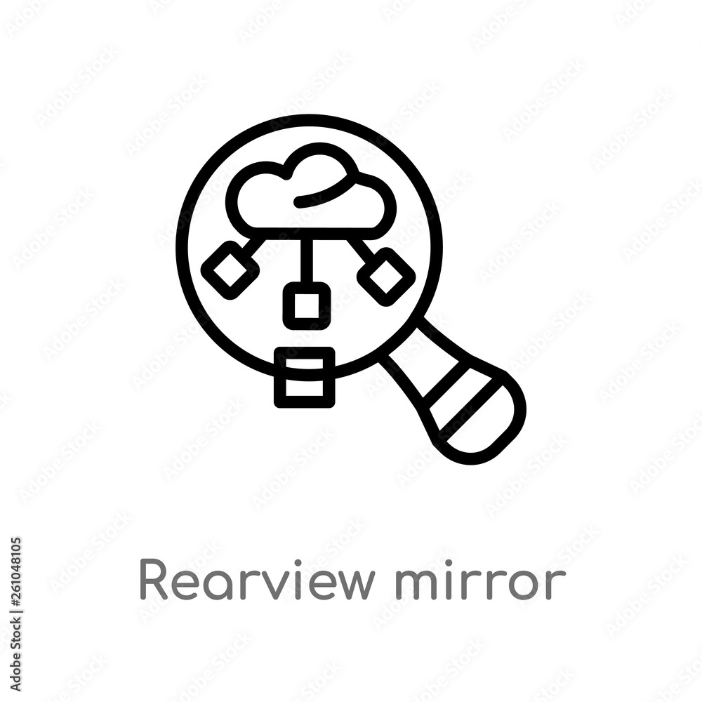 outline rearview mirror vector icon. isolated black simple line element illustration from big data concept. editable vector stroke rearview mirror icon on white background outline rearview mirror vector icon. isolated black simple line element illustration from big data concept. editable vector stroke rearview mirror icon on white background
