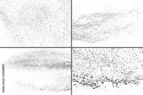 Black Grainy Texture Isolated On White Background. Dust Overlay. Dark Noise Granules. Digitally Generated Image. Set Vector Design Elements, Illustration, Eps 10.
