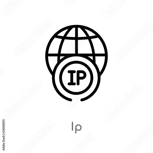 outline ip vector icon. isolated black simple line element illustration from big data concept. editable vector stroke ip icon on white background photo