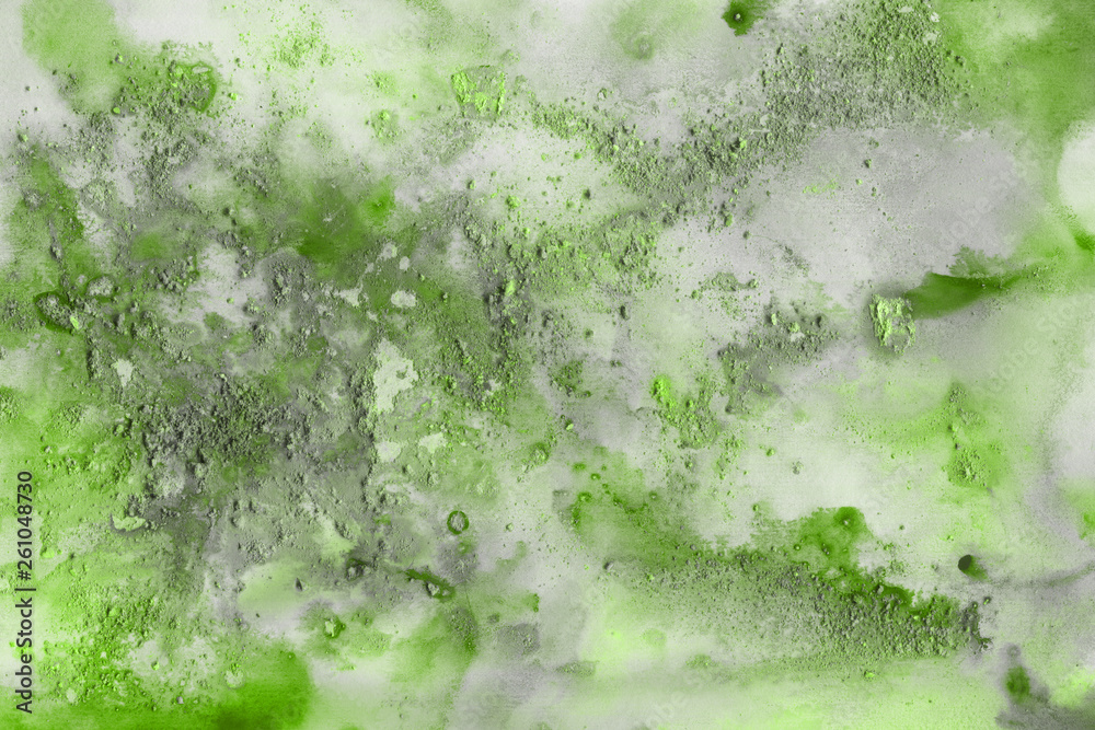 Green watercolor and ink paper textures on white background. Chaotic stylish abstract organic design. Green watercolor and ink paper textures on white background. Chaotic stylish abstract organic design.