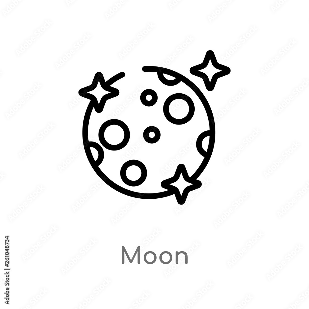 outline moon vector icon. isolated black simple line element illustration from astronomy concept. editable vector stroke moon icon on white background outline moon vector icon. isolated black simple line element illustration from astronomy concept. editable vector stroke moon icon on white background