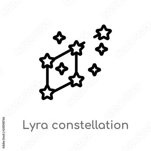 outline lyra constellation vector icon. isolated black simple line element illustration from astronomy concept. editable vector stroke lyra constellation icon on white background