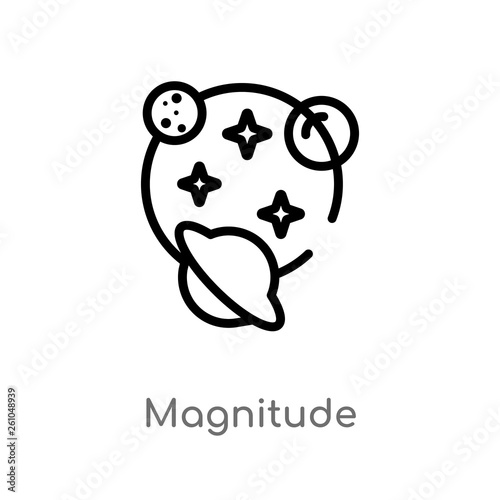 outline magnitude vector icon. isolated black simple line element illustration from astronomy concept. editable vector stroke magnitude icon on white background
