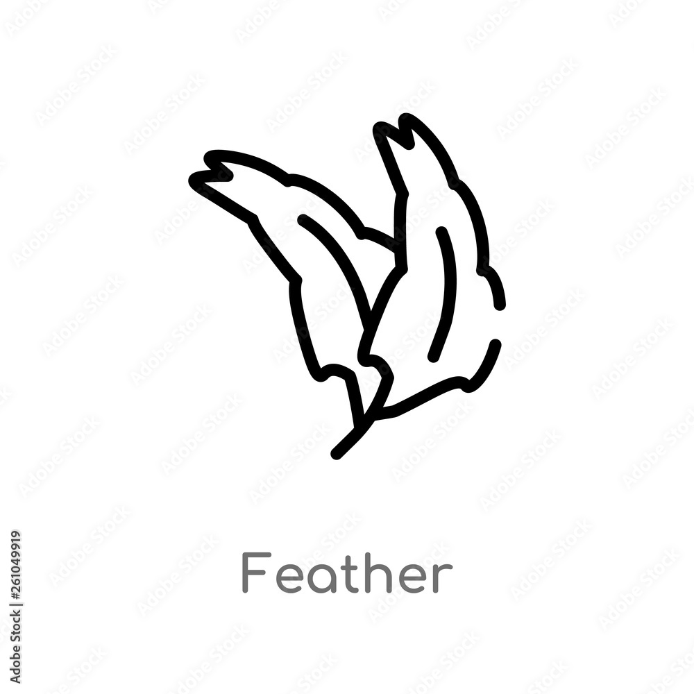 outline feather vector icon. isolated black simple line element illustration from brazilia concept. editable vector stroke feather icon on white background outline feather vector icon. isolated black simple line element illustration from brazilia concept. editable vector stroke feather icon on white background