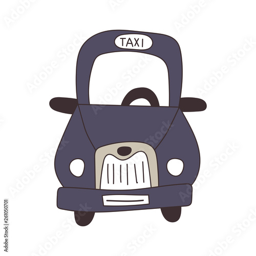 Hand drawn old London cab isolated on white background. Vector illustration.
