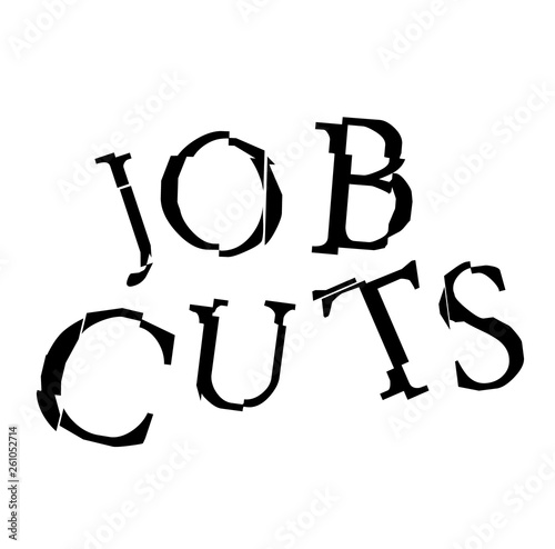 JOB CUTS stamp on white