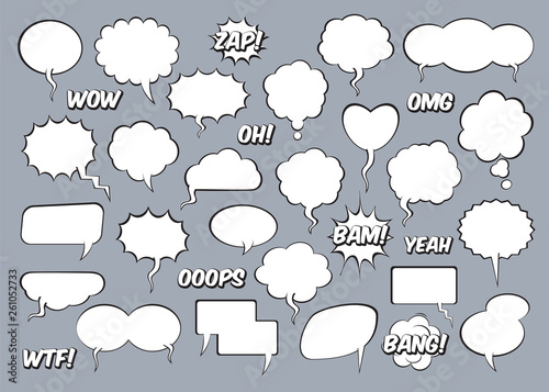 Set of comic speech balloons. Vector Illustration.