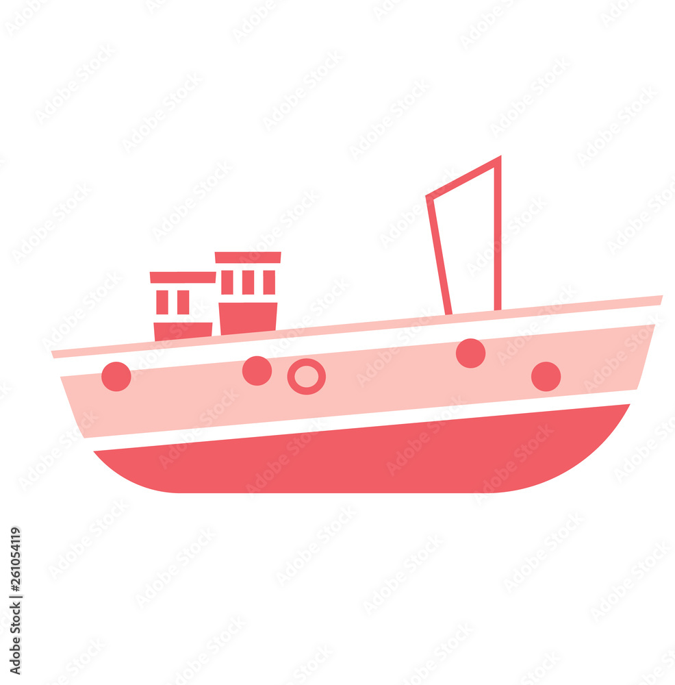 Red ship flat illustration Red ship flat illustration