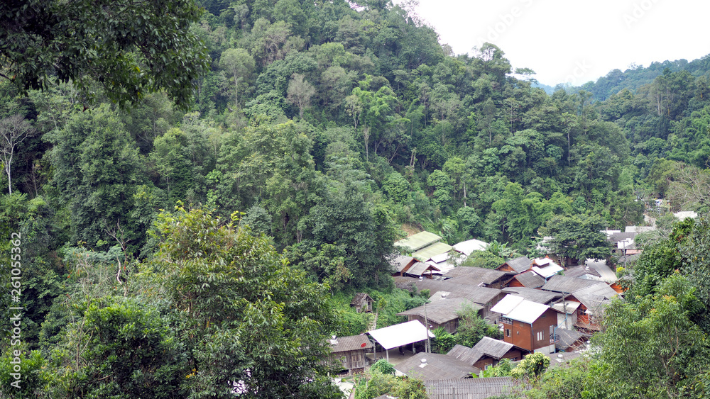 Small village in the valley. Mountain viewpoint at mae kampong village, chiang mai province, thailand. Small village in the valley. Mountain viewpoint at mae kampong village, chiang mai province, thailand.