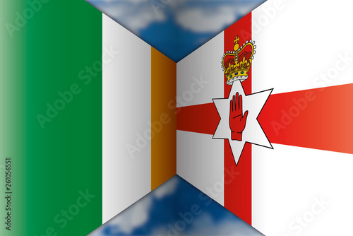 Eire vs Northern Ireland flags, vector illustration