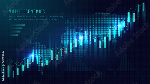 World map with graph in futuristic concept