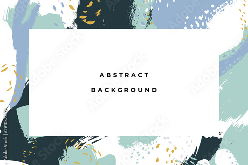 Hand drawn abstract background with artistic brush strokes and paint stains. Vector design for card, banner or social media post.