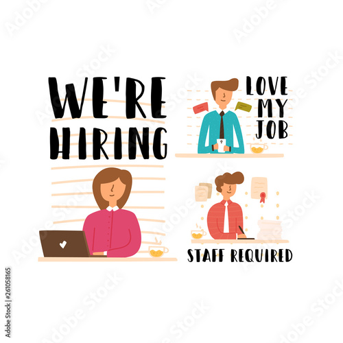 Vector flat banner of a girl working in a company