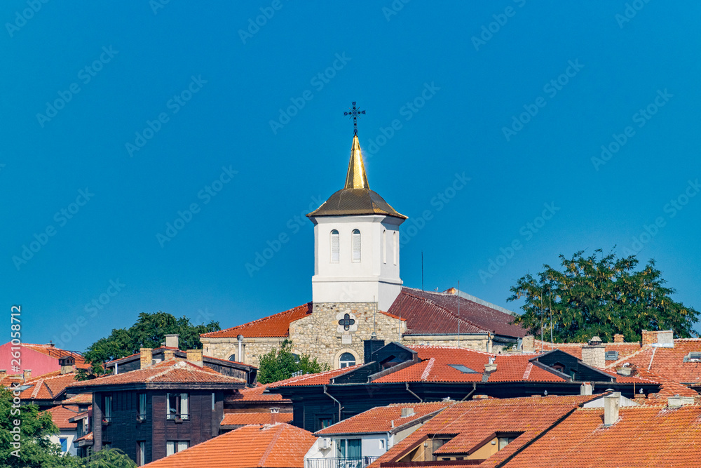 Church Assumption of the Holy Virgin in Nessebar ancient city, one of the major seaside resorts on the Bulgarian Black Sea Coast. Nesebar, Nesebr is a UNESCO World Heritage Site. A church in Nessebar