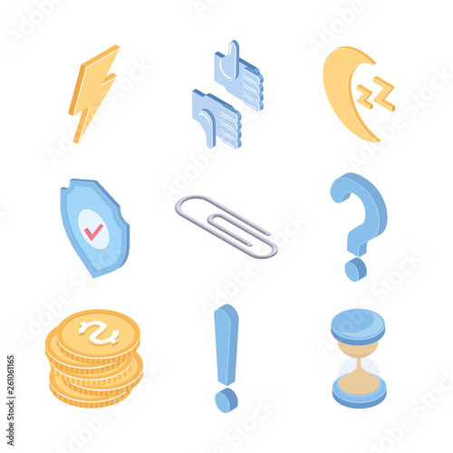 Business and social media - vector colorful isometric elements
