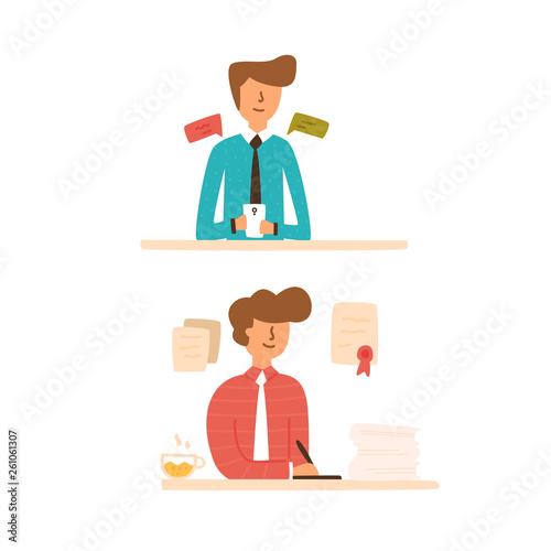 A young man after the institute got a job working